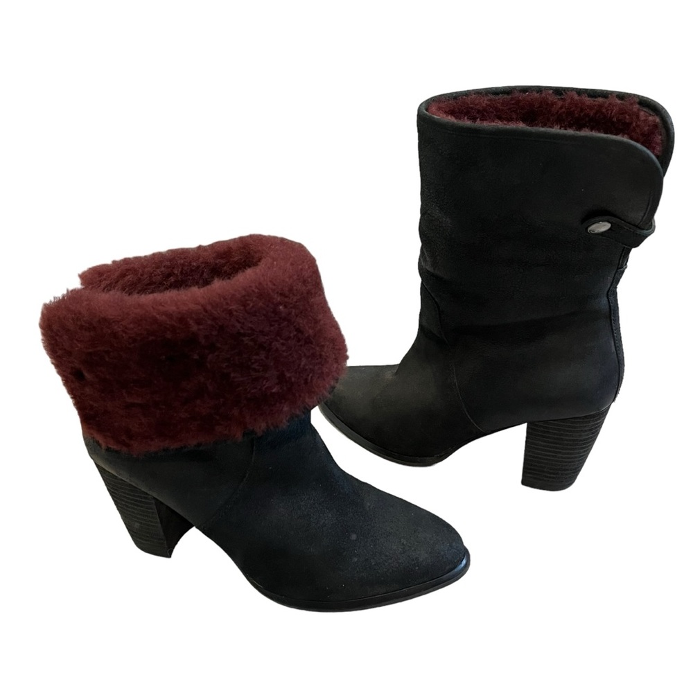 Ugg Layna Shearling Lined Foldable Cuff Black Nub… - image 2